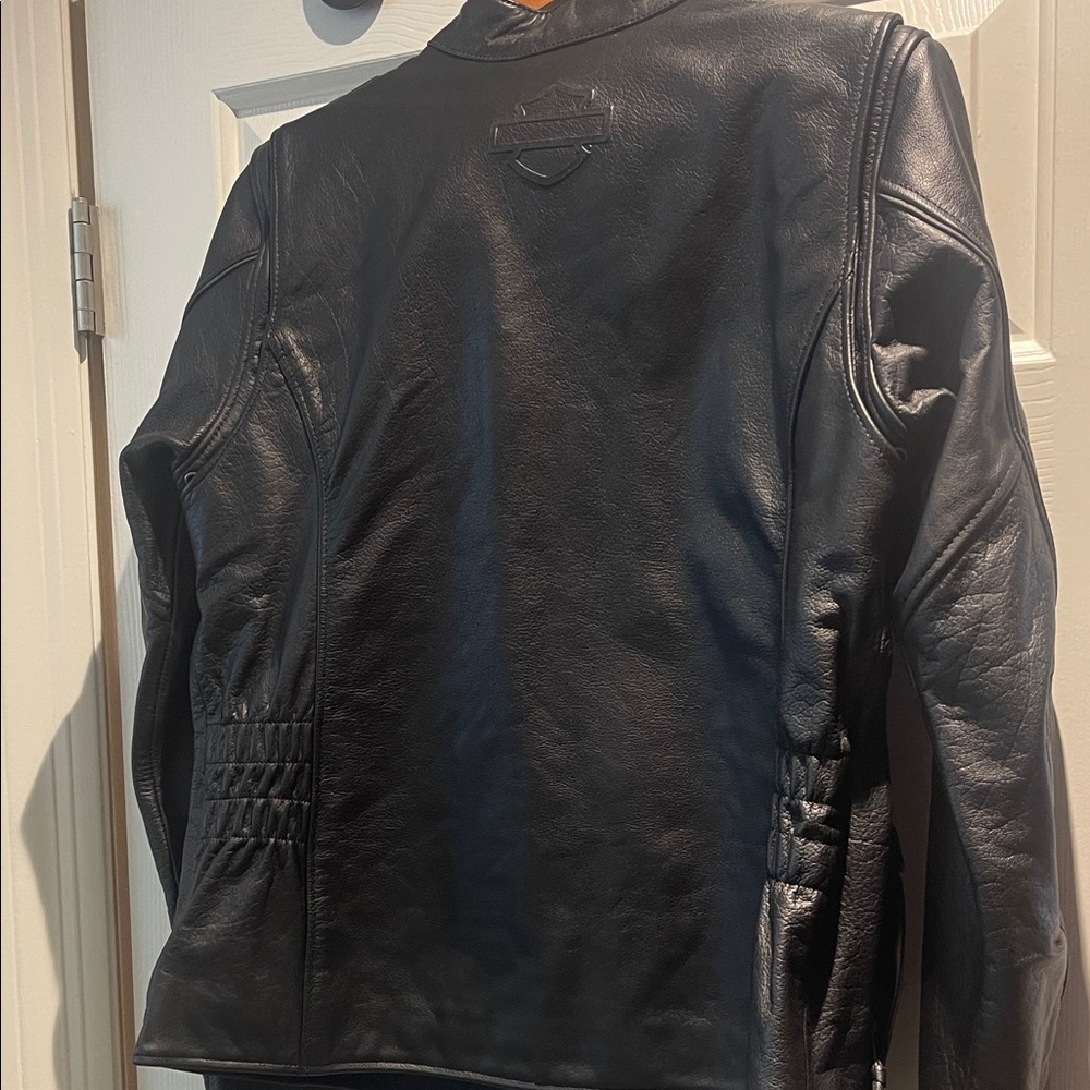 Harley-Davidson Black Leather Riding Jacket Large NWT 3 - Picture 9 of 16